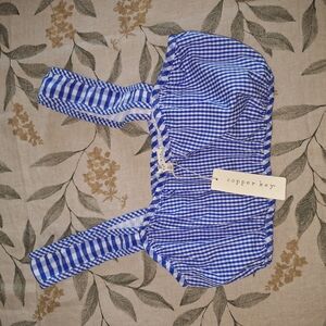 NWT Copper Key Blue Gingham Crop Top